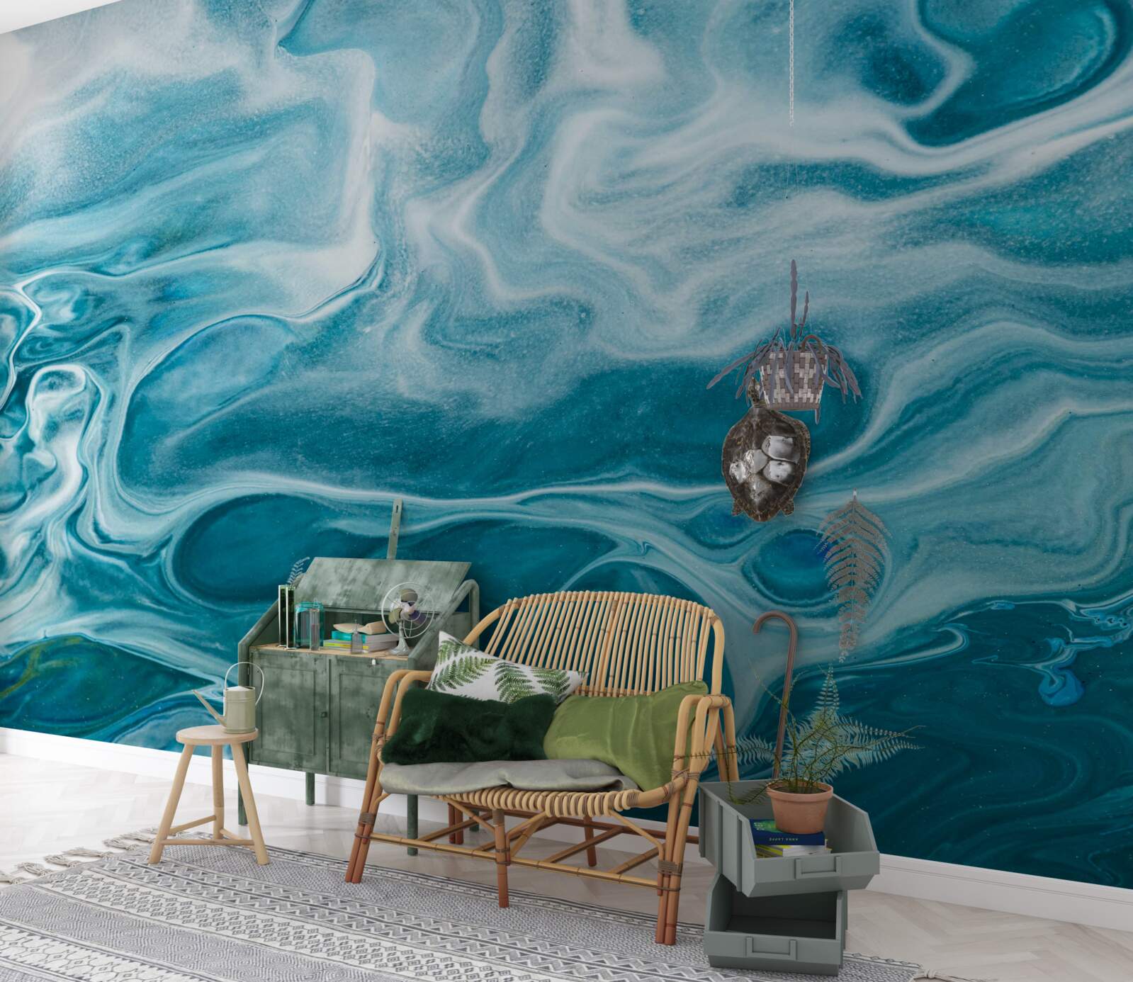 Фотошпалери ніжний бірюзовий відтінок мармуру