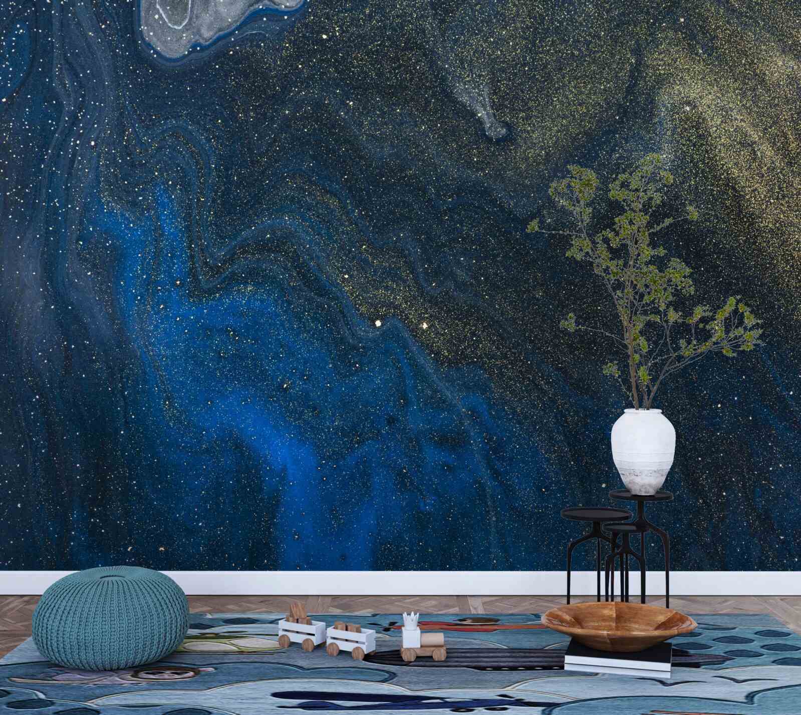 Фотошпалери синьо-золотий пил