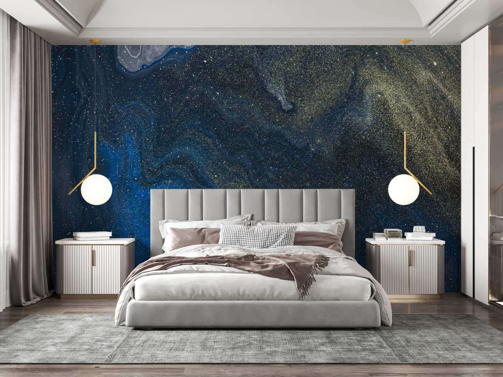 Фотошпалери синьо-золотий пил