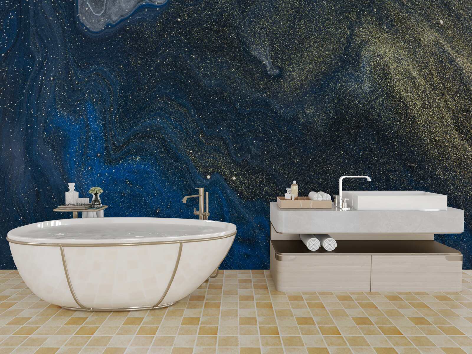 Фотошпалери синьо-золотий пил