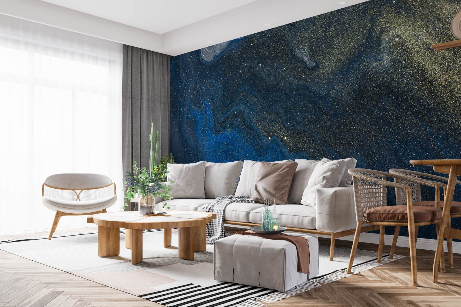 Фотошпалери синьо-золотий пил