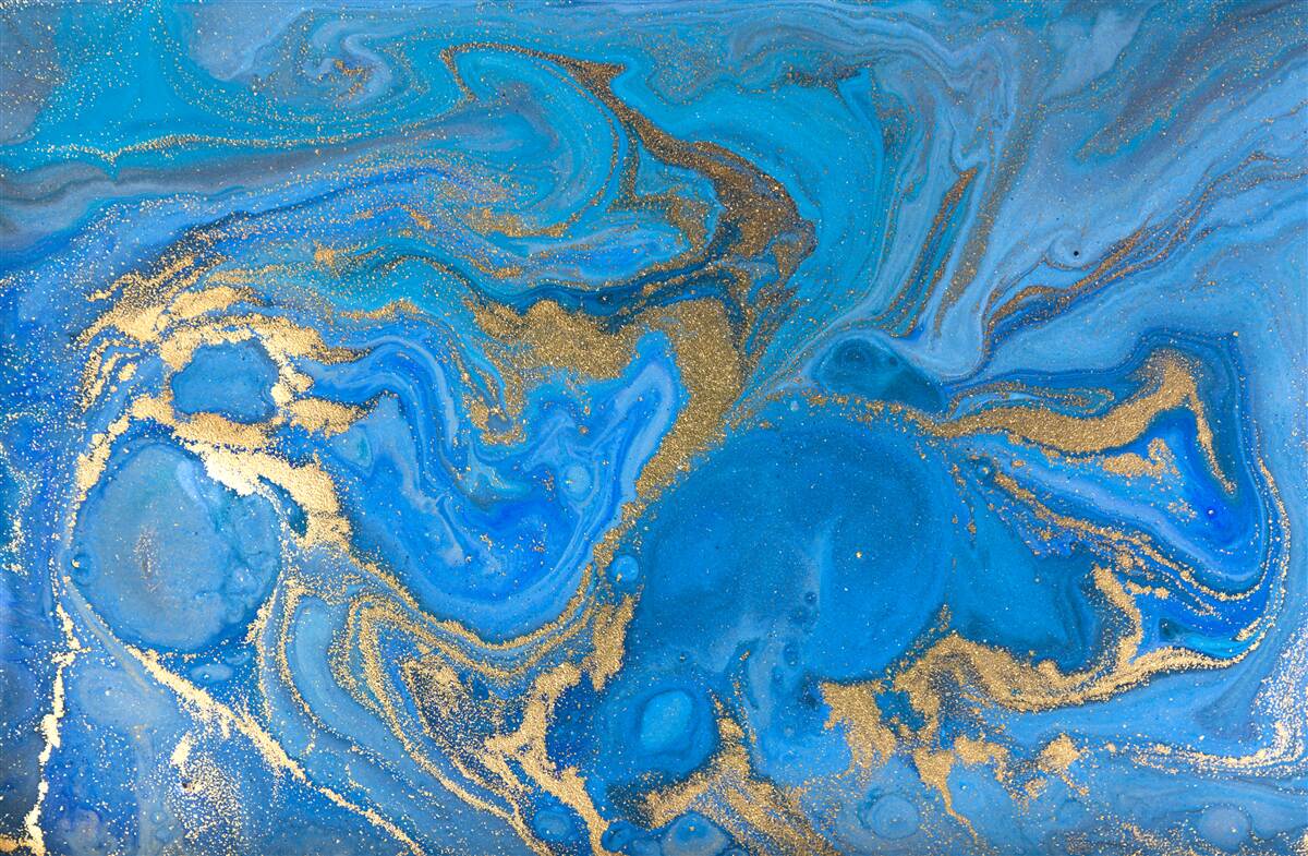 Фотошпалери синьо-золотий у стилі мармуру