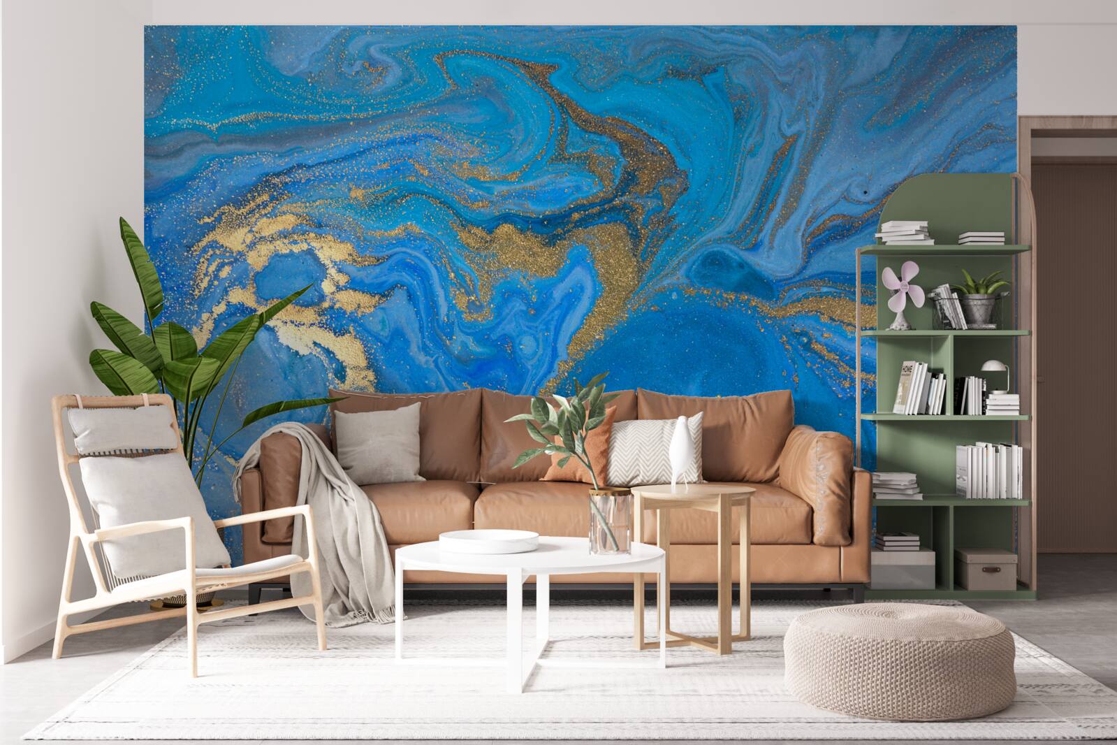 Фотошпалери синьо-золотий у стилі мармуру