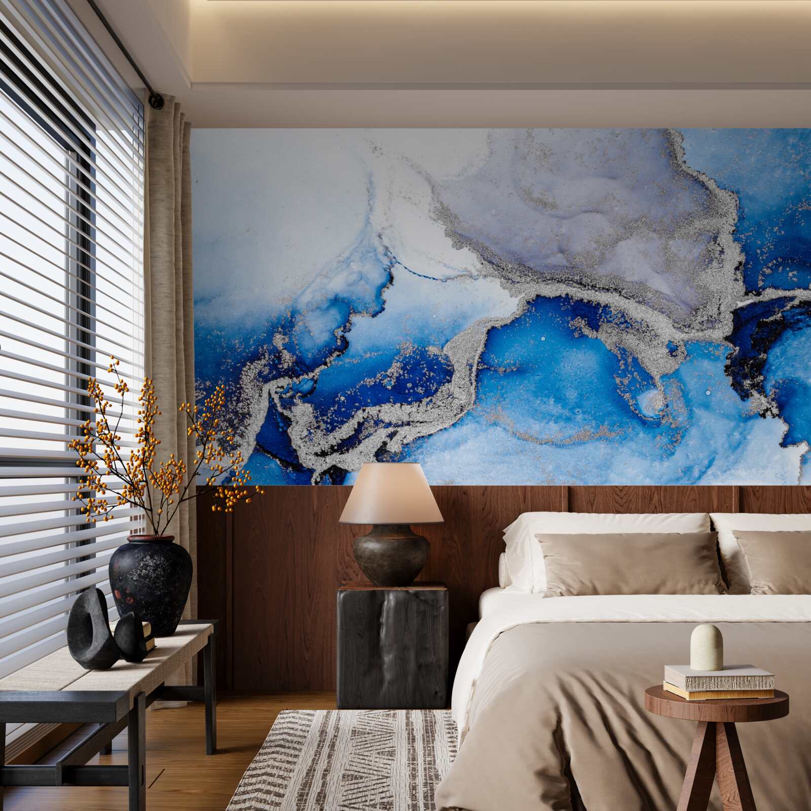 Фотошпалери екстравагантний абстрактний фон у синьому відтінку