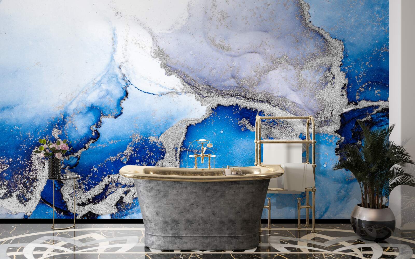 Фотошпалери екстравагантний абстрактний фон у синьому відтінку