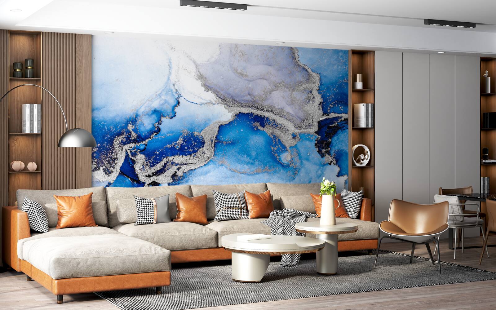 Фотошпалери екстравагантний абстрактний фон у синьому відтінку