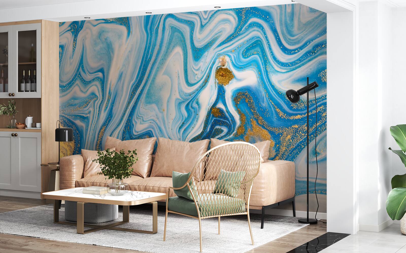 Фотошпалери блакитний пісок в абстрактній формі