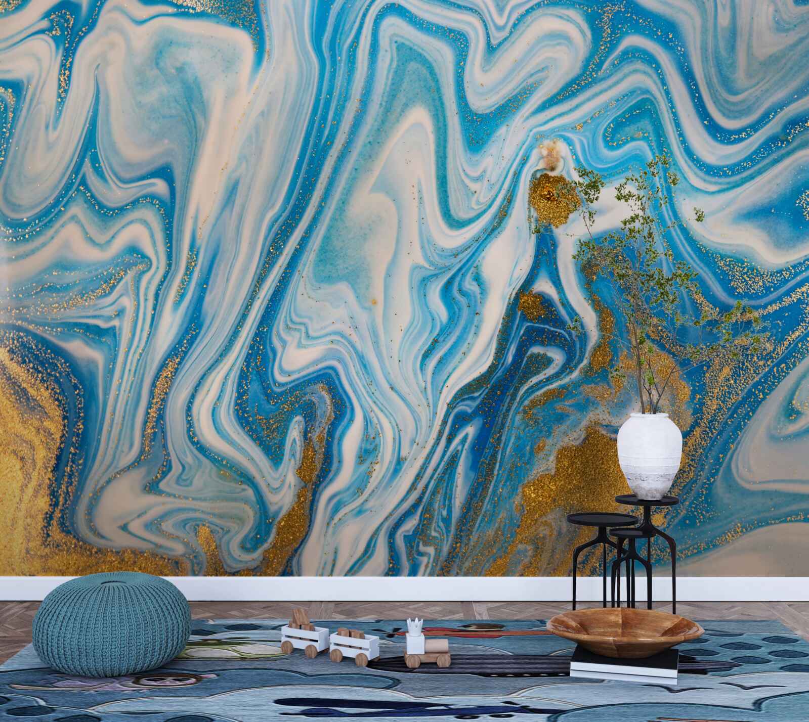 Фотошпалери блакитний пісок в абстрактній формі