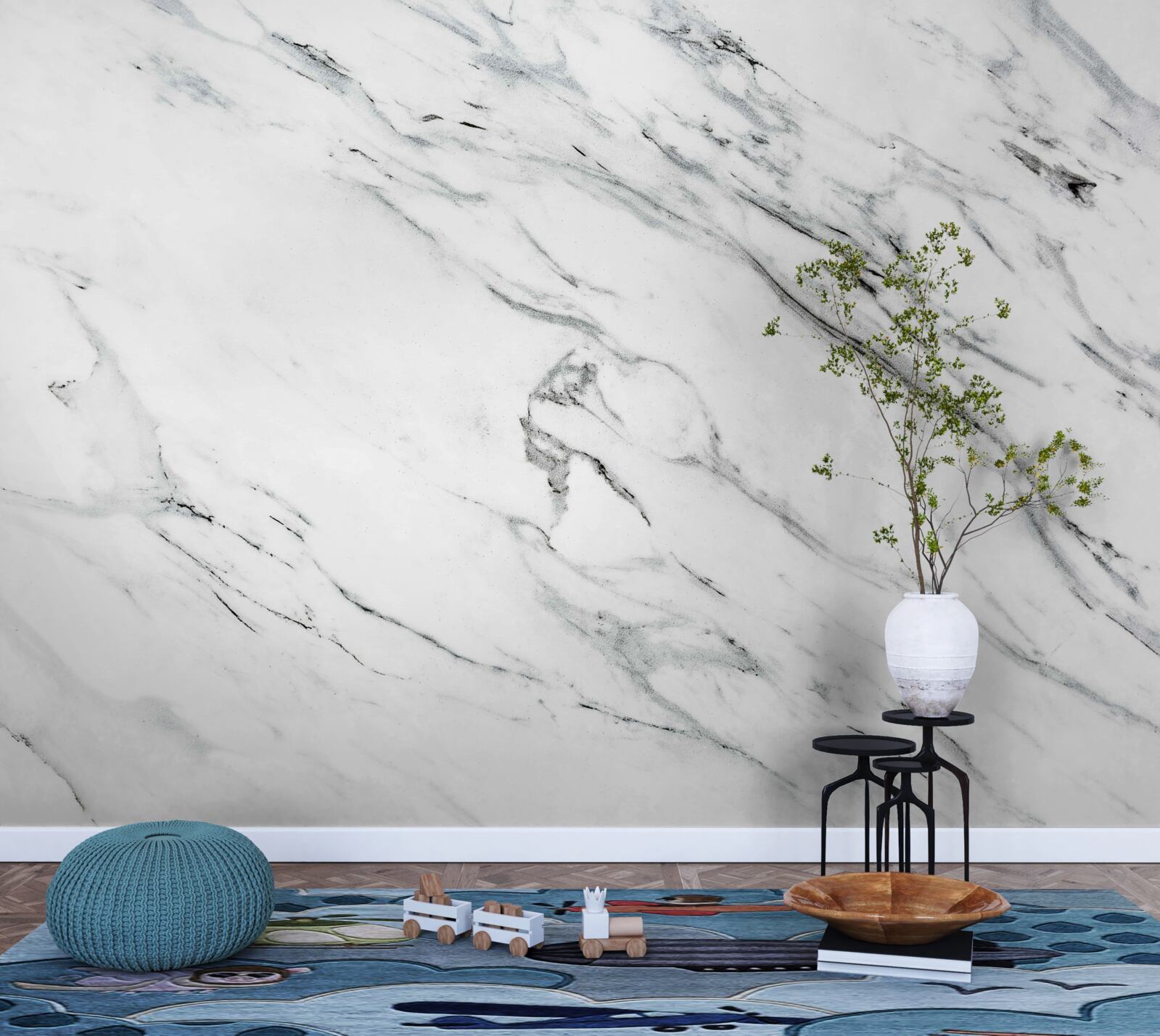 Фотошпалери білий мармур з сірими прожилками