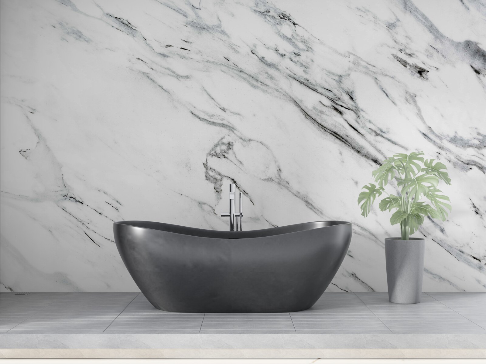 Фотошпалери білий мармур з сірими прожилками