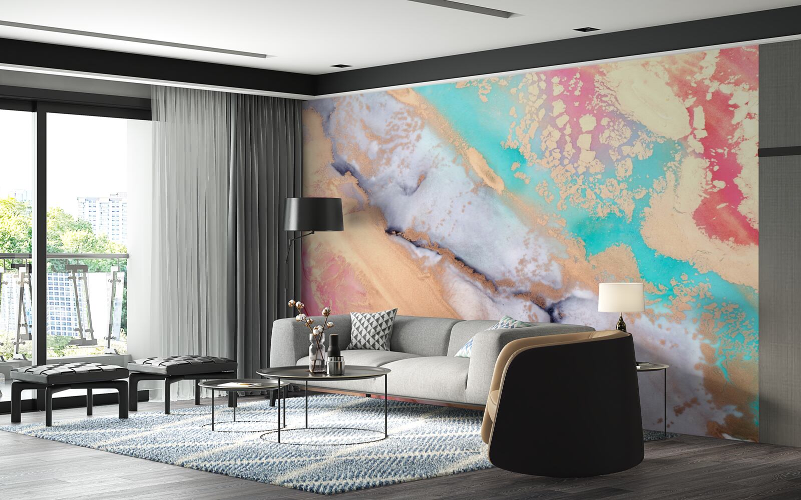 Фотошпалери світлі акварельні чорнила