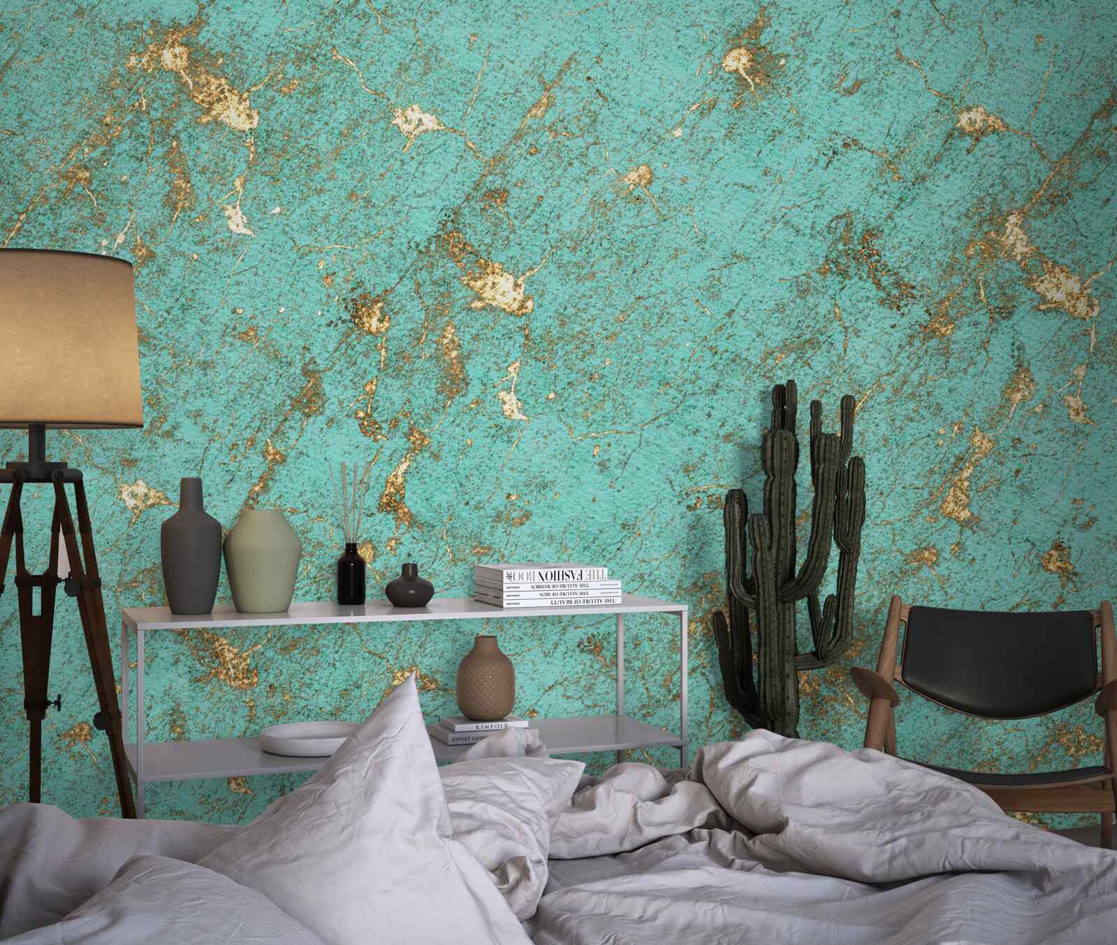 Фотошпалери золотий смарагд у мармурі