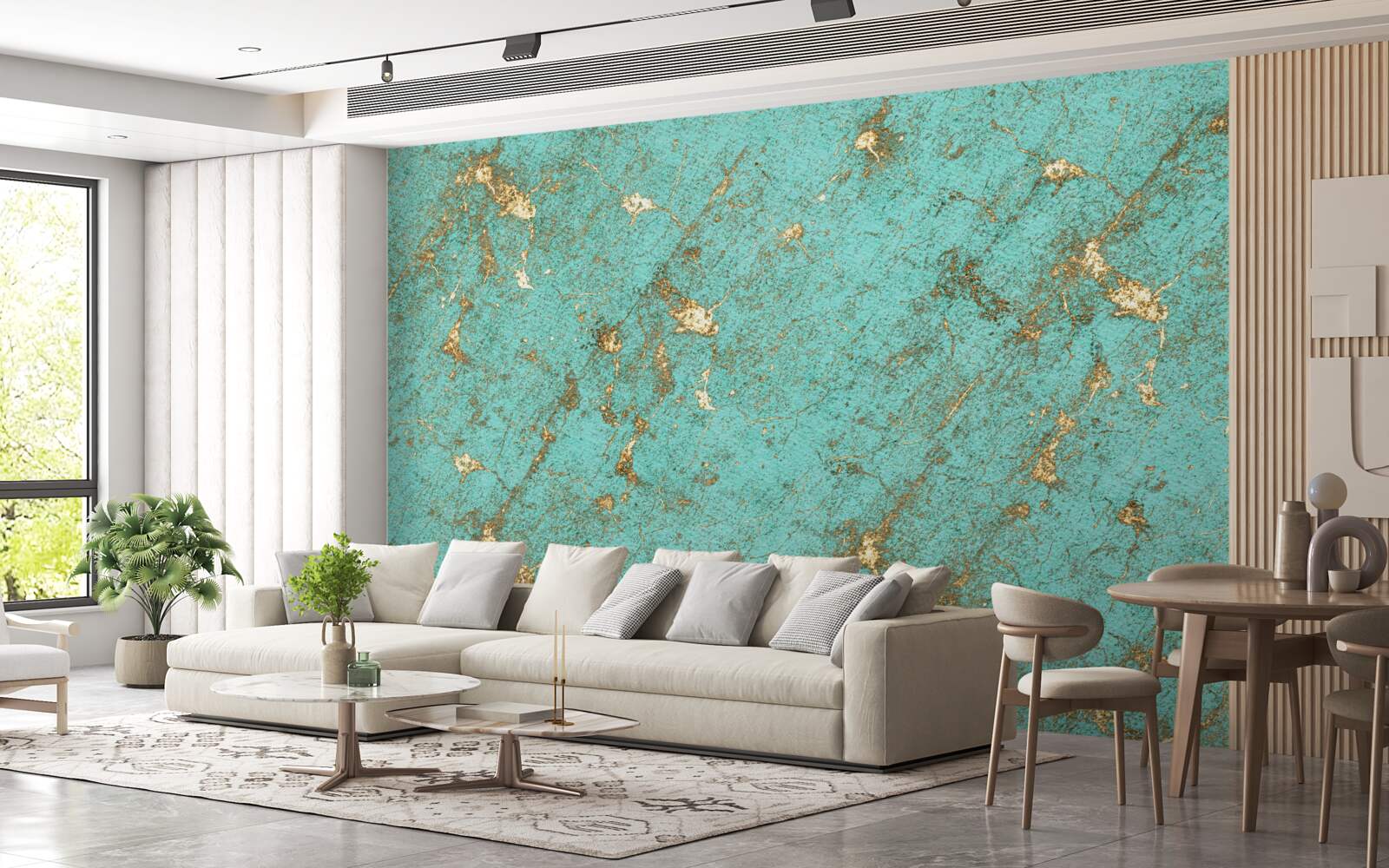 Фотошпалери золотий смарагд у мармурі