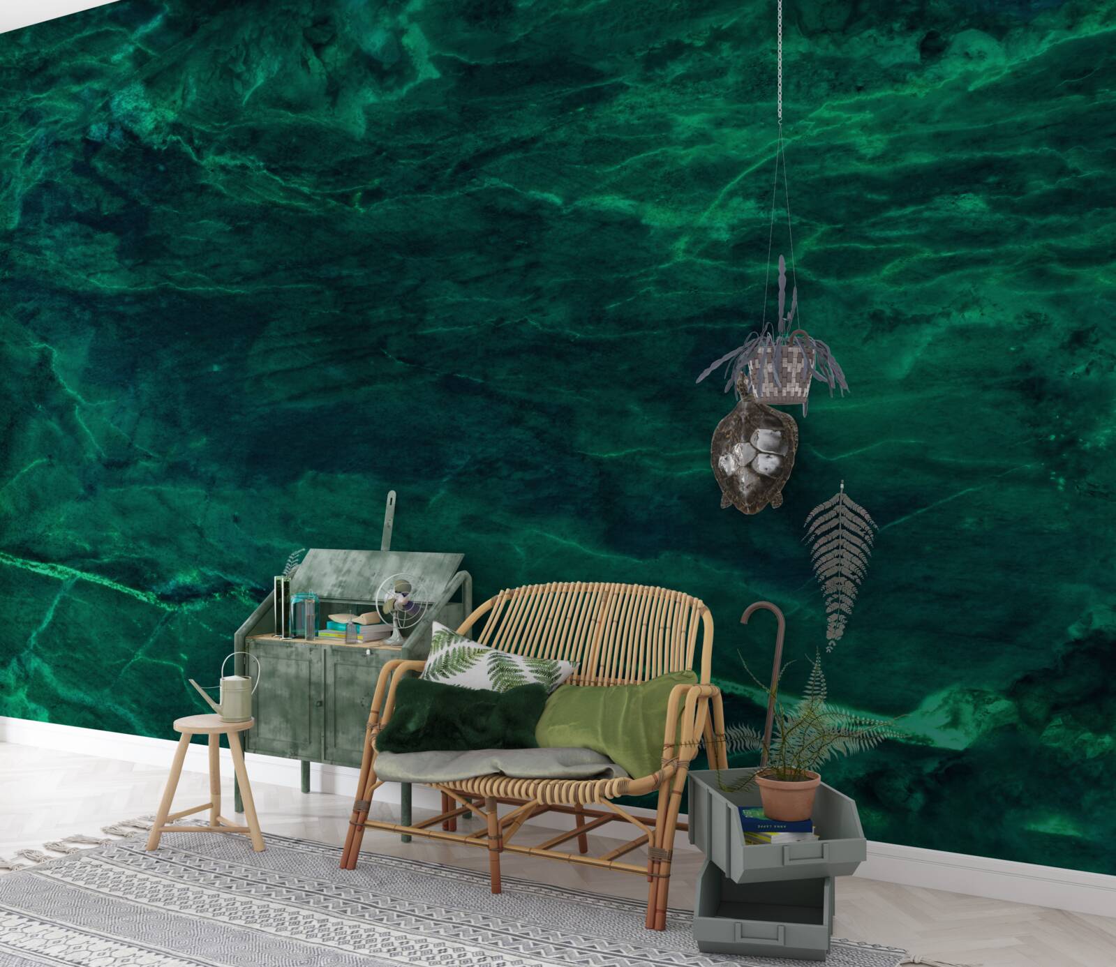 Фотошпалери темно-зелений мармур