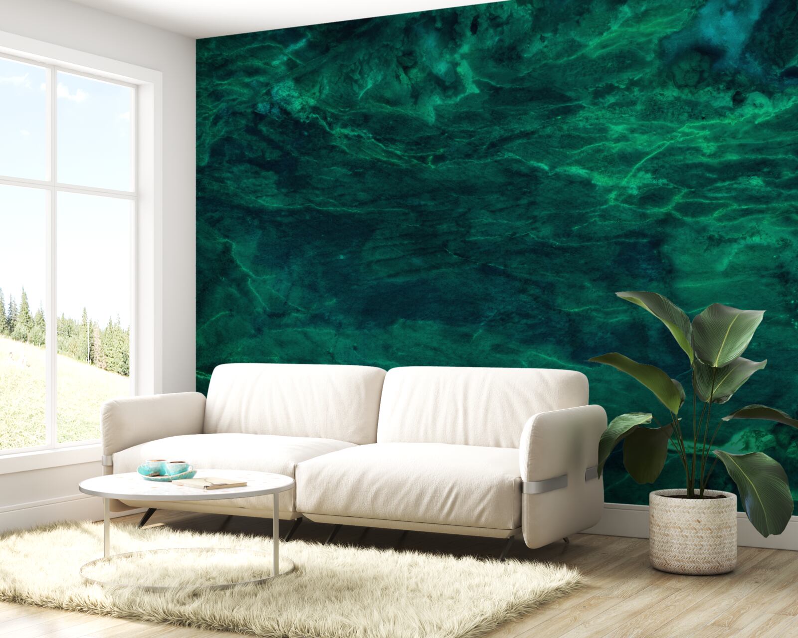 Фотошпалери темно-зелений мармур