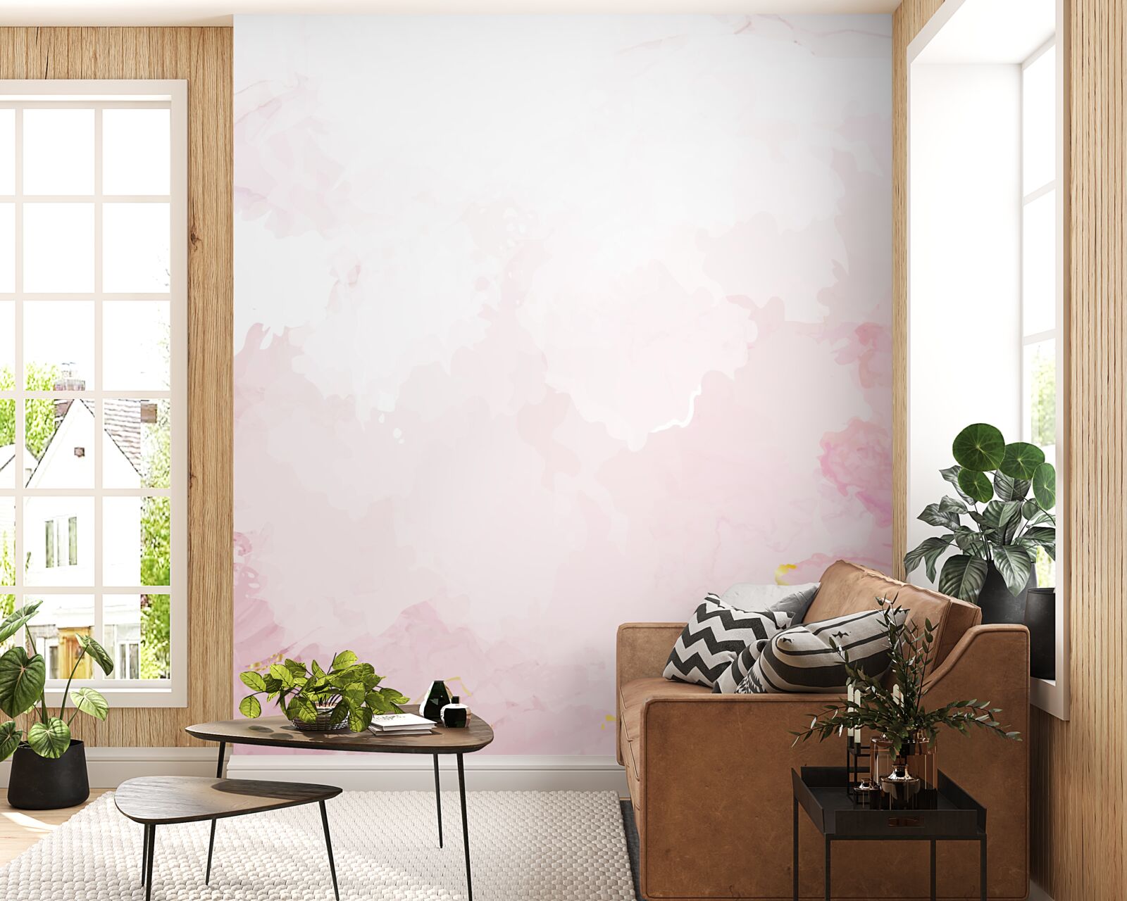 Фотошпалери мармур у м'яких відтінках білого та рожевого