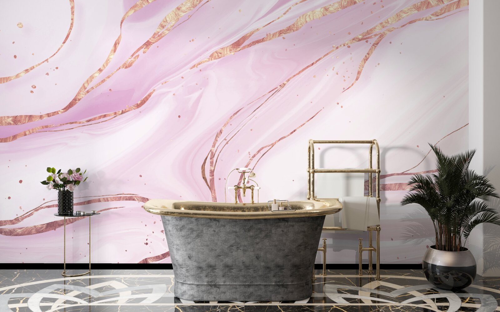 Фотошпалери мармур в рожевому пиловому відтінку