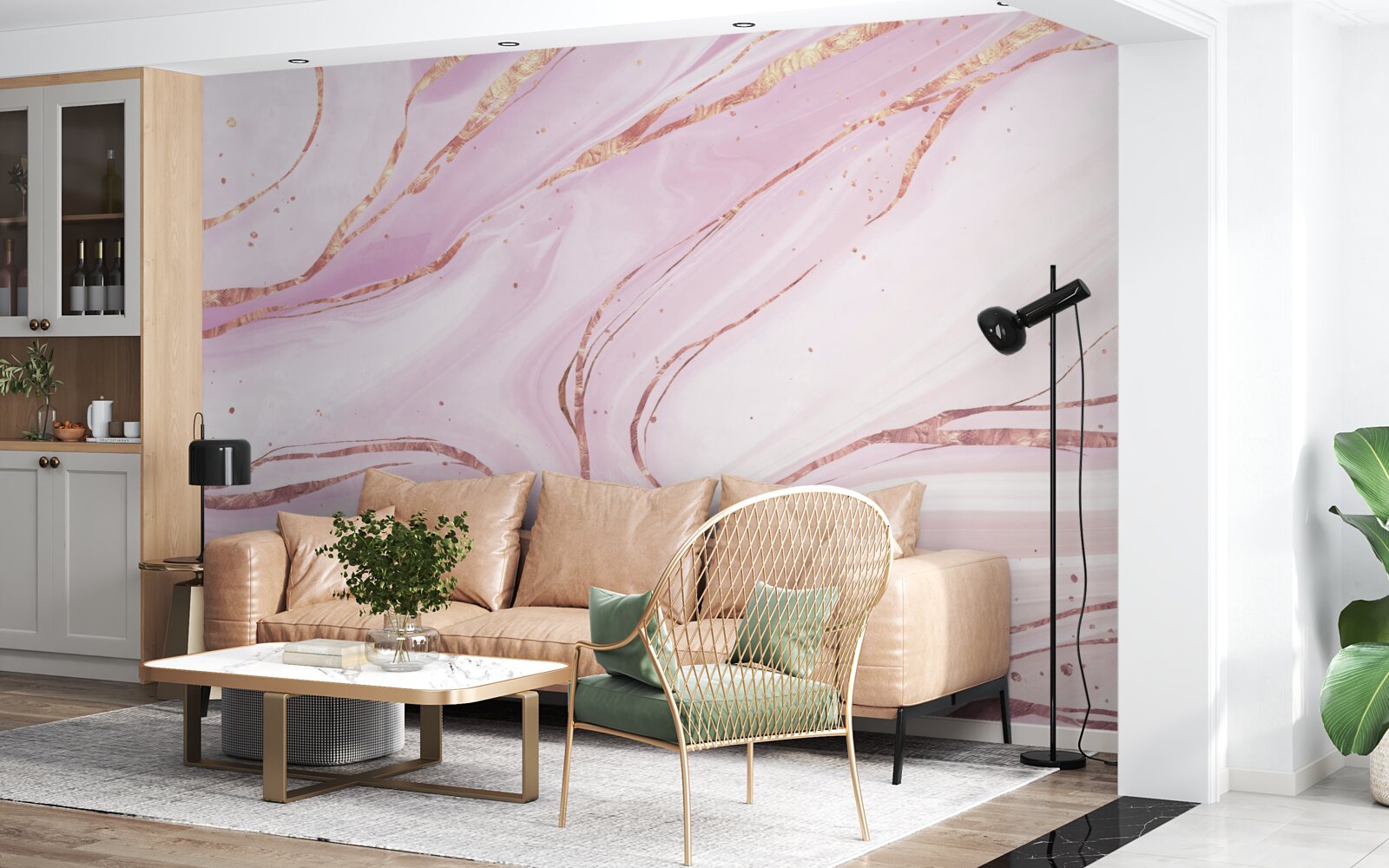 Фотошпалери мармур в рожевому пиловому відтінку