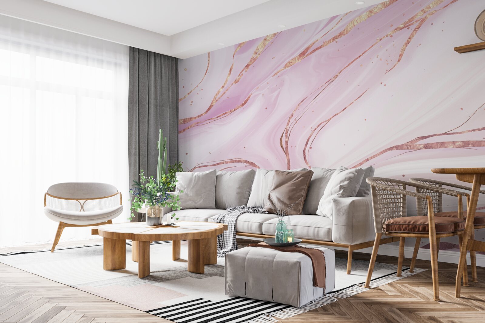 Фотошпалери мармур в рожевому пиловому відтінку