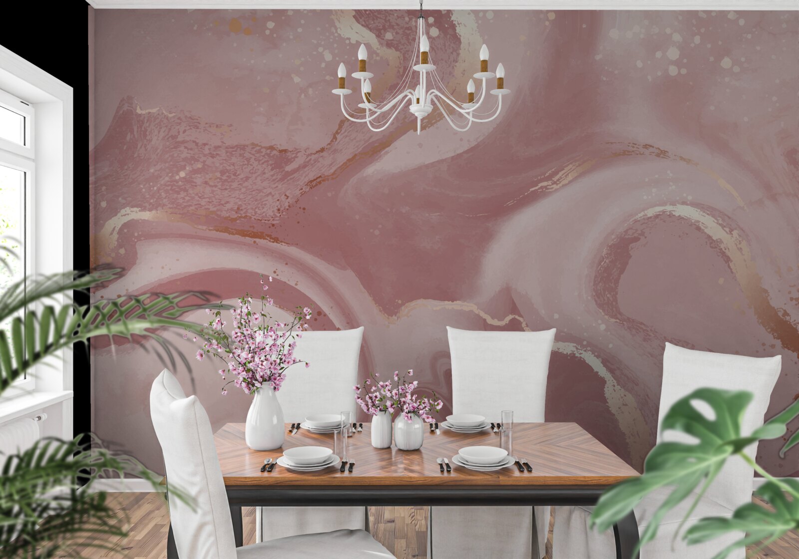 Фотошпалери неоднозначний, пильно-рожевий відтінок