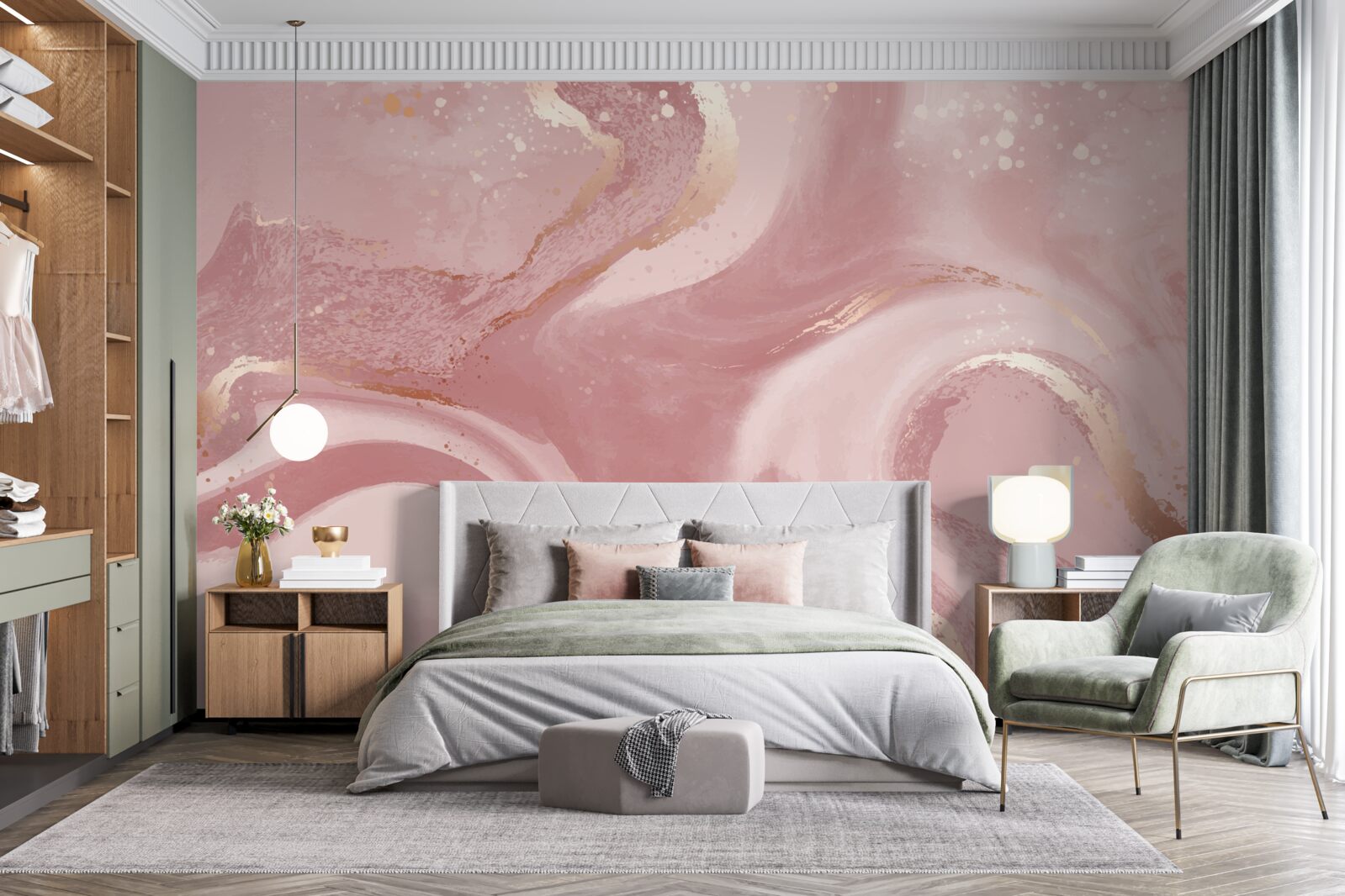 Фотошпалери неоднозначний, пильно-рожевий відтінок