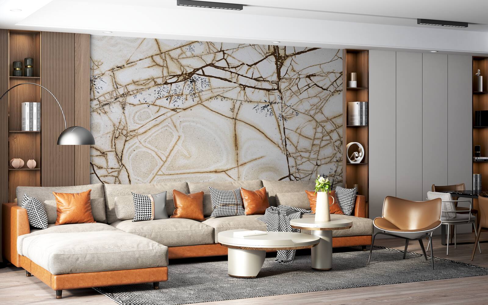 Фотошпалери тло з потрісканим світлим мармуром