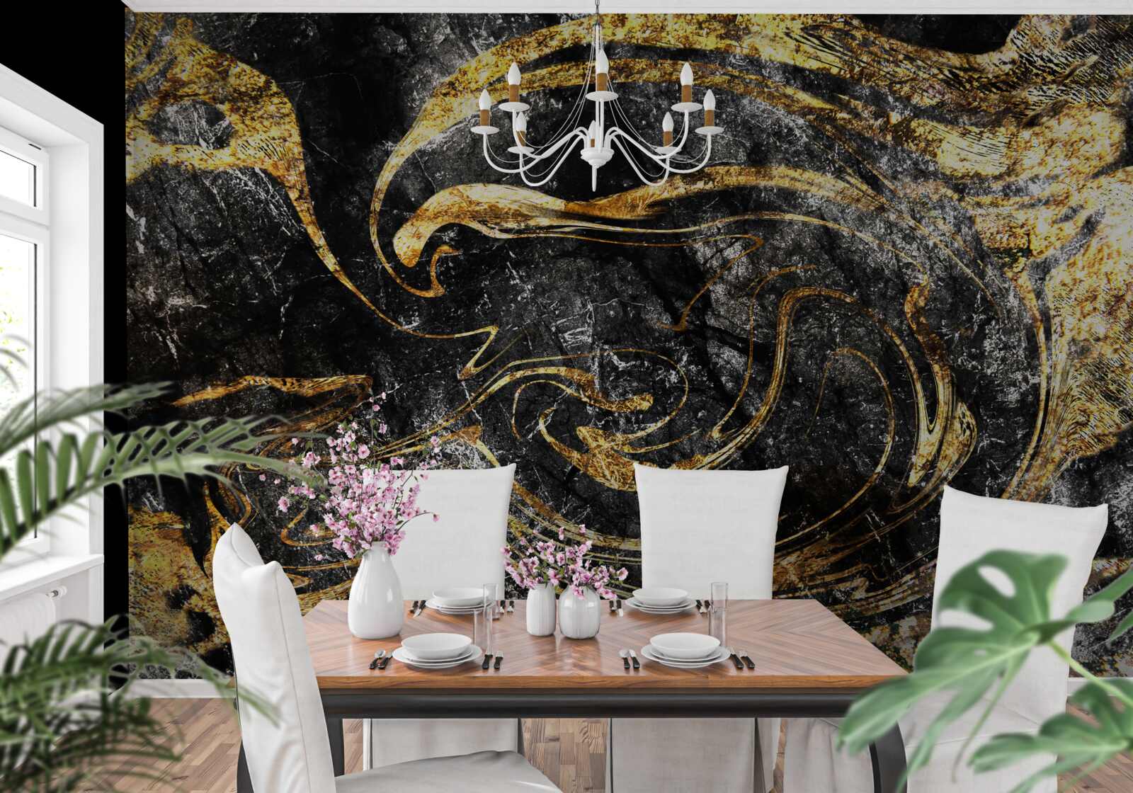 Фотошпалери текстура мармуру чорного золота відмінної якості