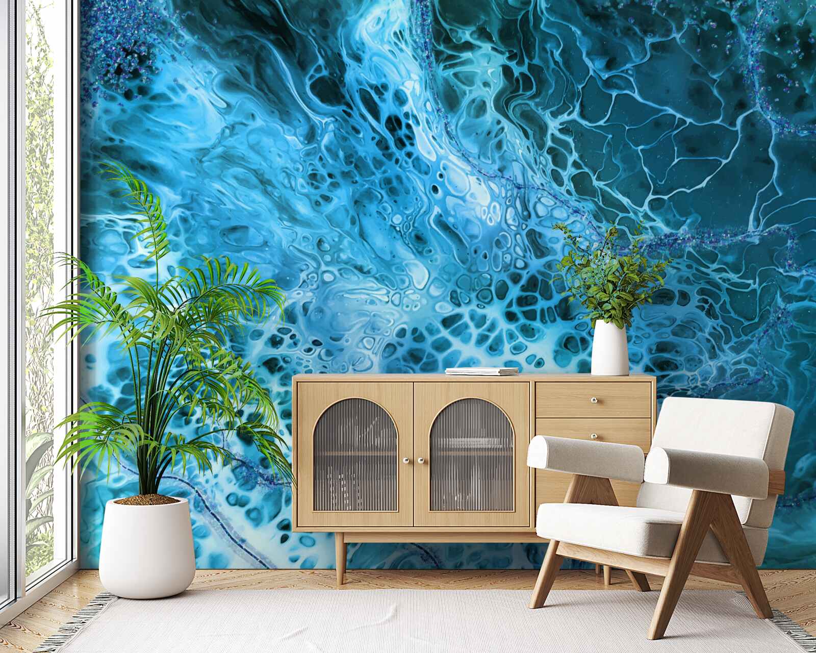 Фотошпалери акрилові бульби синього кольору