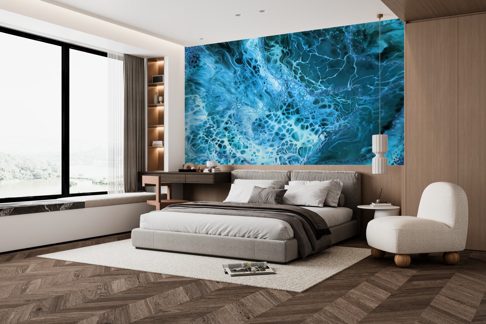 Фотошпалери акрилові бульби синього кольору