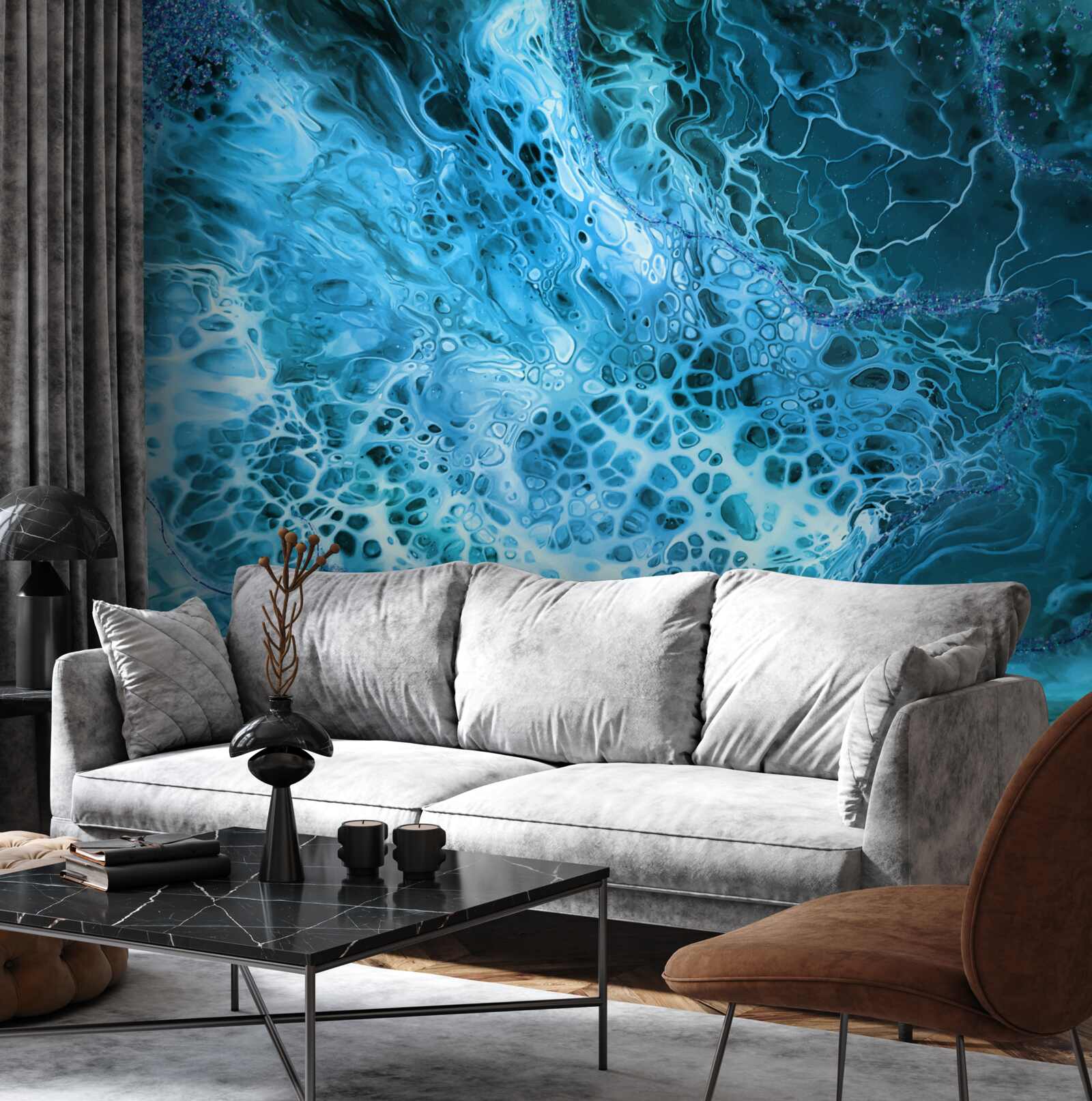 Фотошпалери акрилові бульби синього кольору