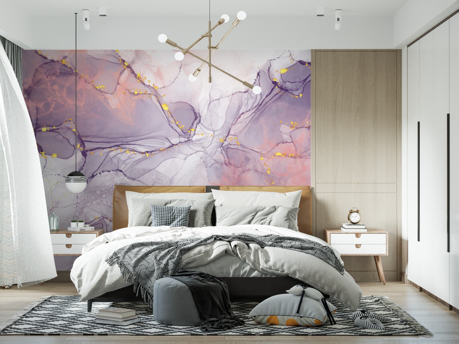 Фотошпалери мармурове тло у відтінках рожевого та бузкового