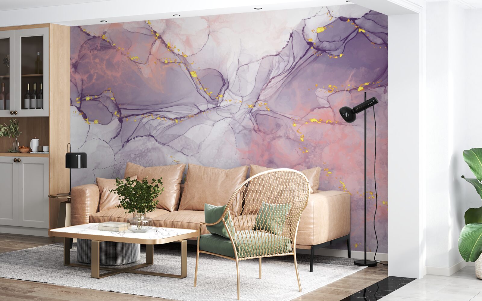 Фотошпалери мармурове тло у відтінках рожевого та бузкового