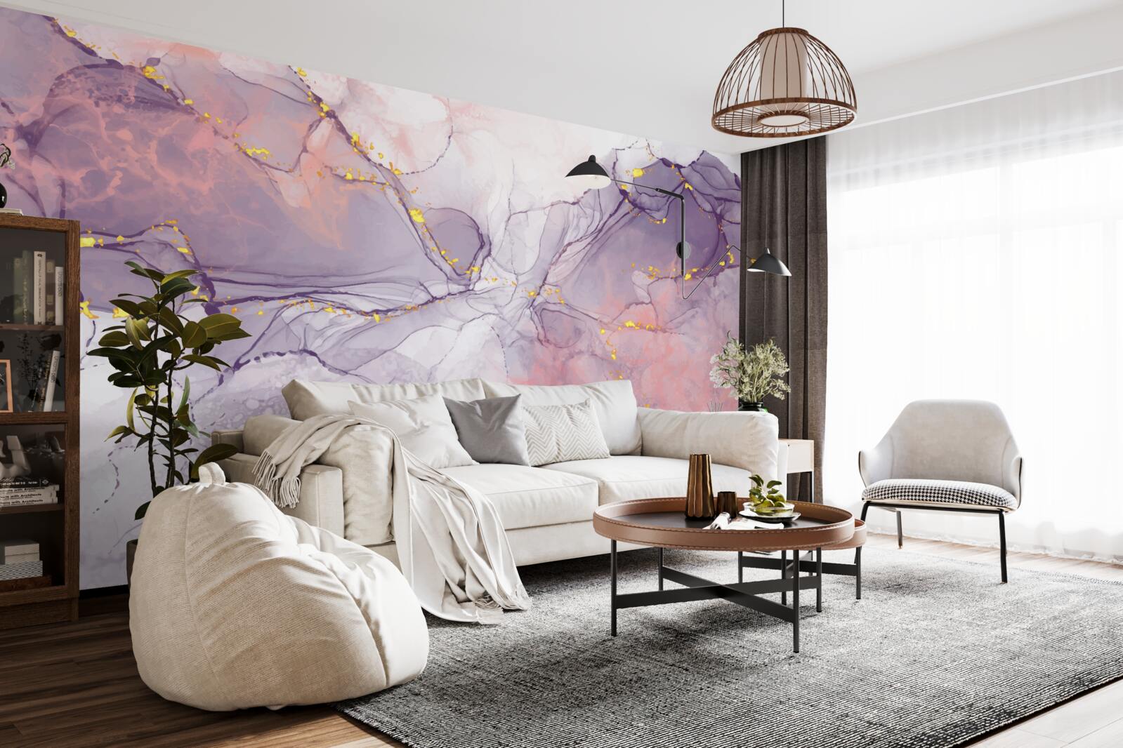 Фотошпалери мармурове тло у відтінках рожевого та бузкового