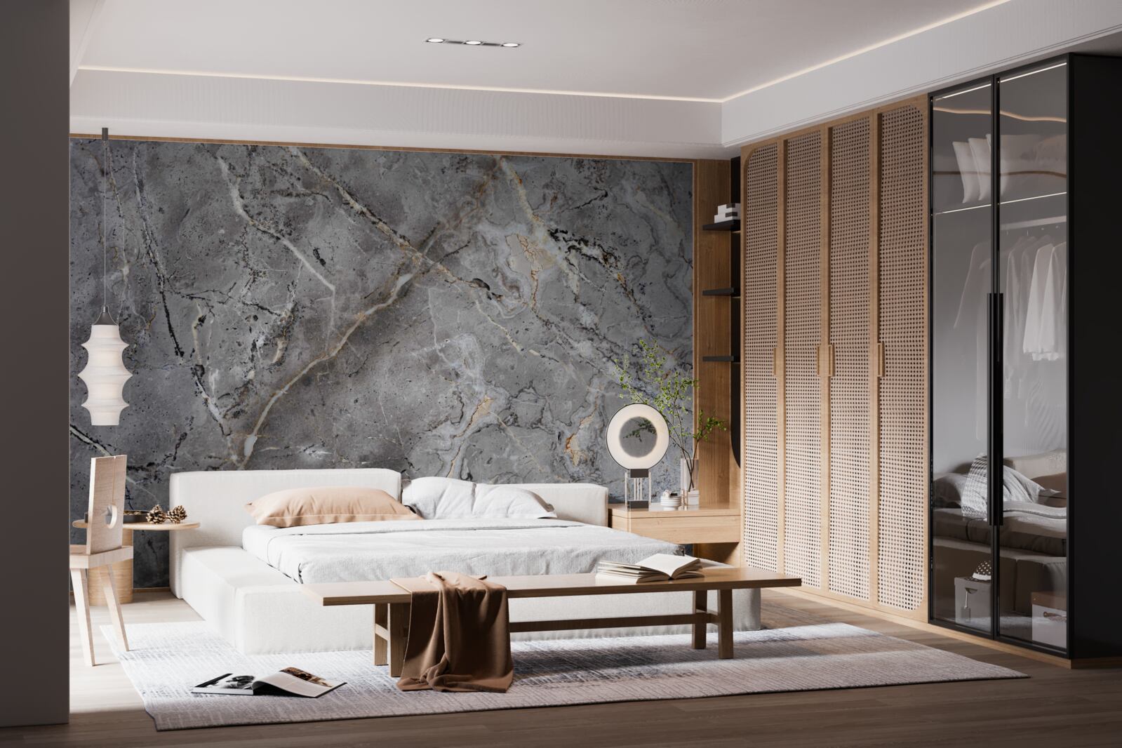 Фотошпалери сірий мармур грубої текстури