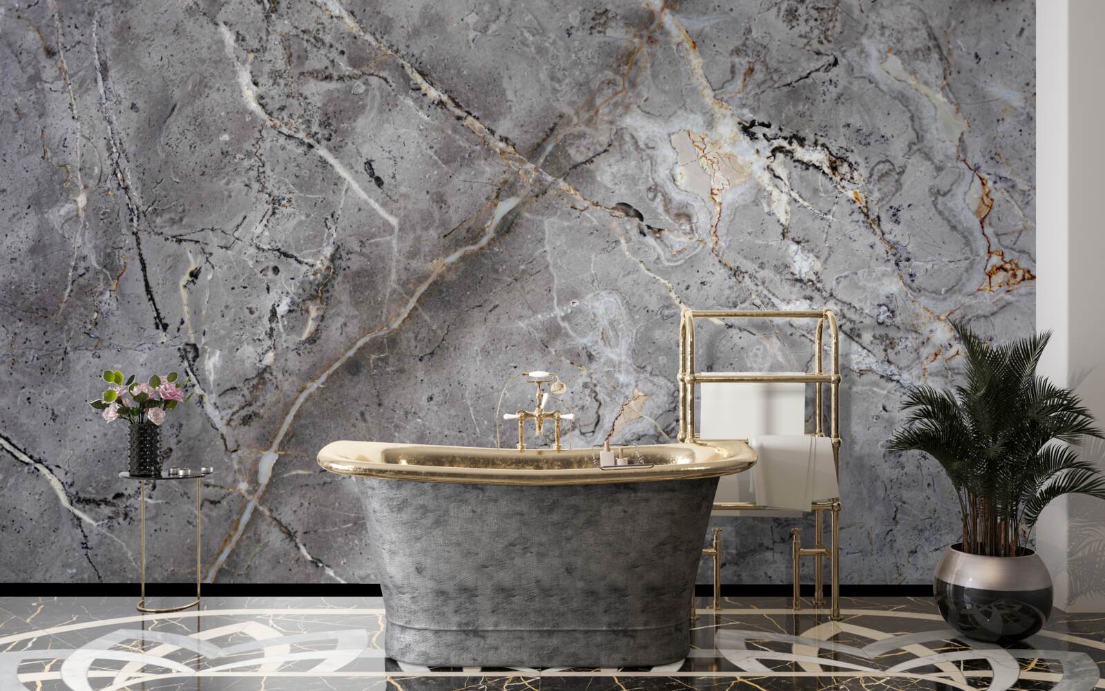 Фотошпалери сірий мармур грубої текстури