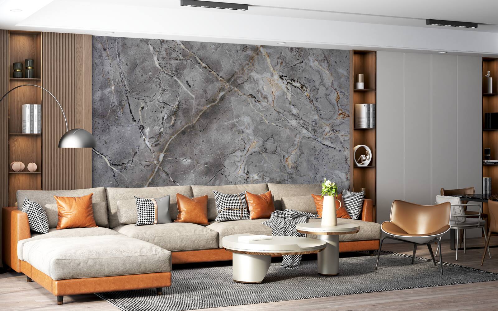 Фотошпалери сірий мармур грубої текстури