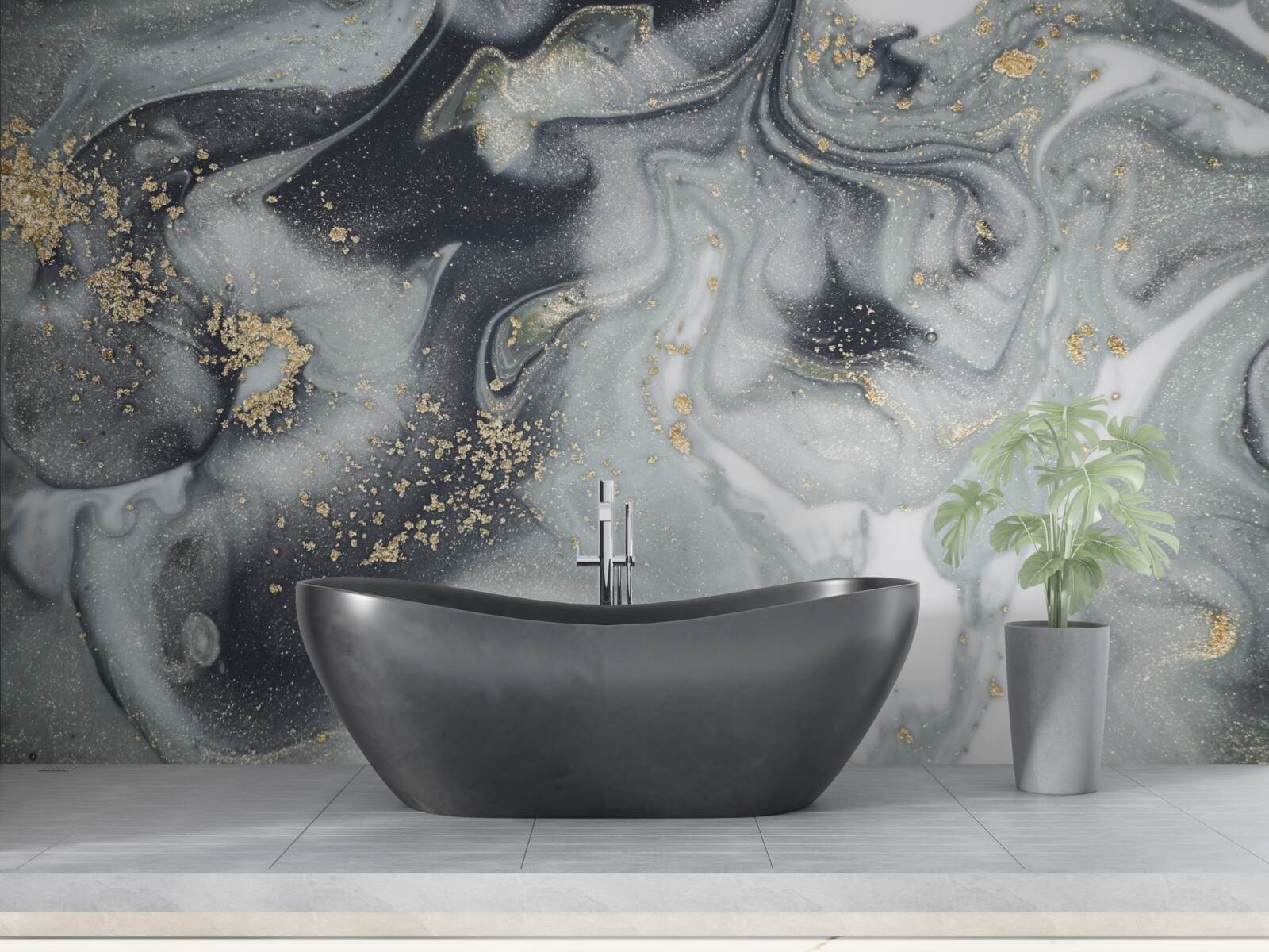 Фотошпалери золоті піщинки на сірій мармуровій поверхні