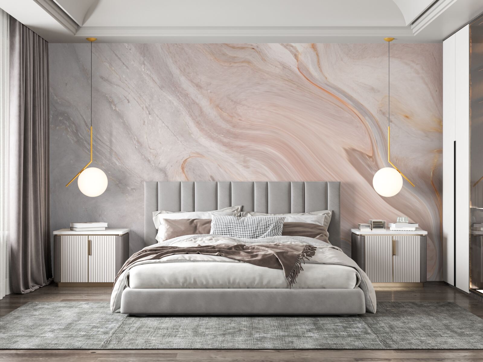 Фотошпалери м'який мармур в пудрових відтінках