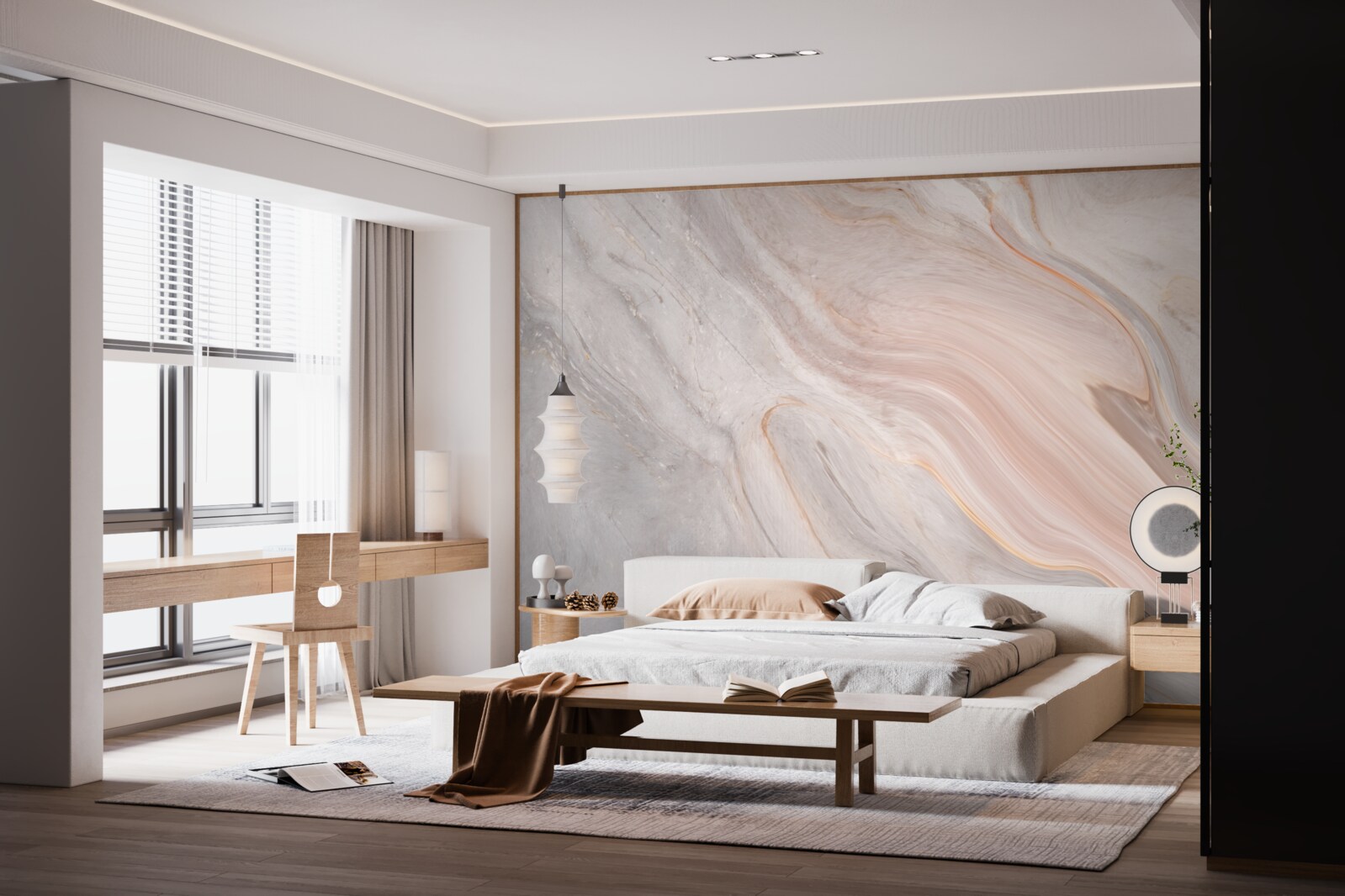 Фотошпалери м'який мармур в пудрових відтінках