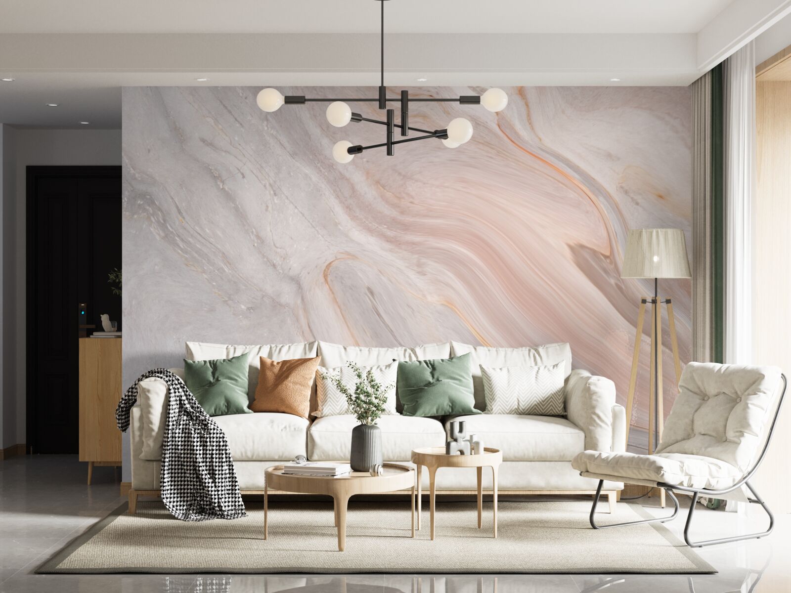 Фотошпалери м'який мармур в пудрових відтінках