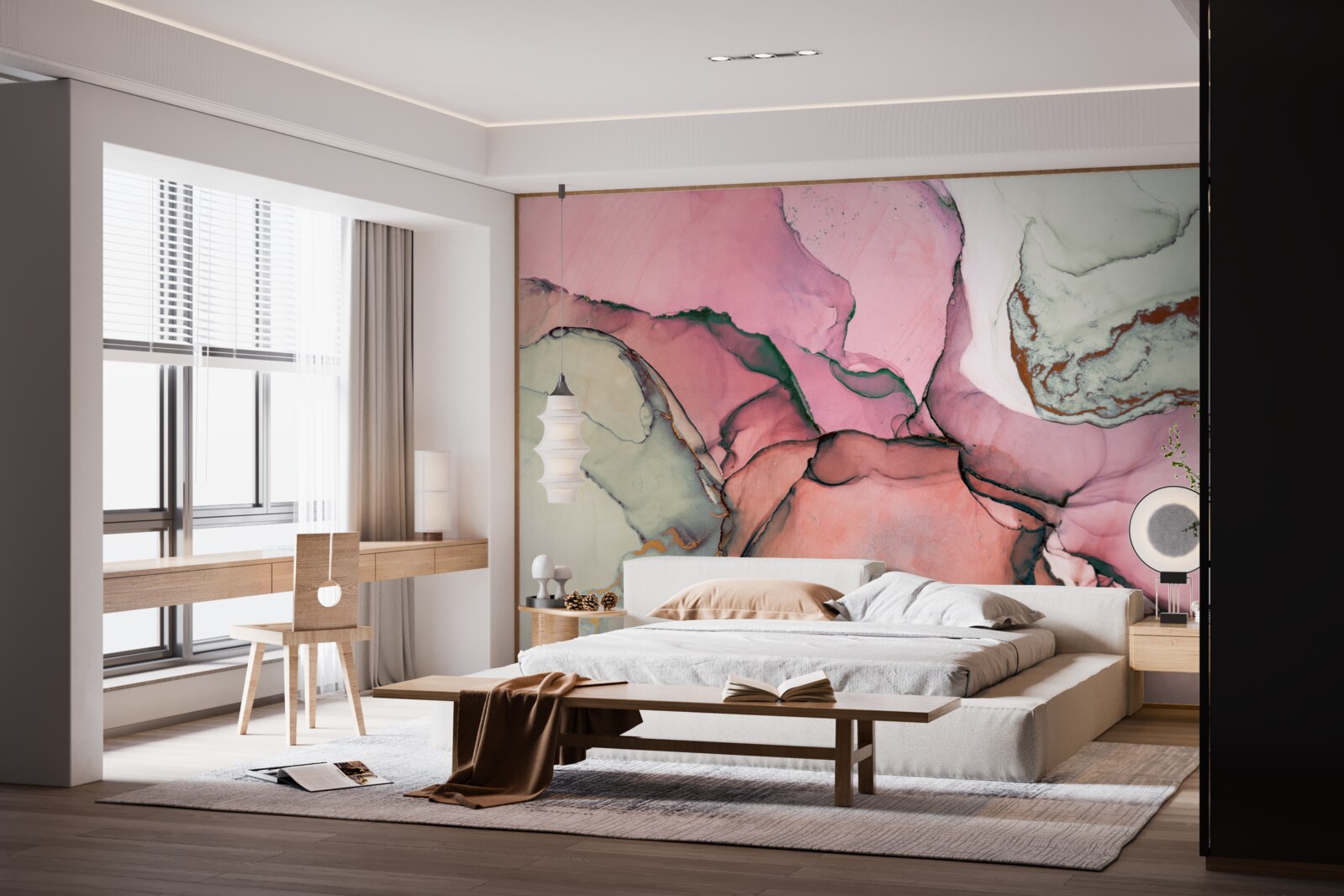 Фотошпалери мармур у відтінках рожевого, натхненний абстракцією