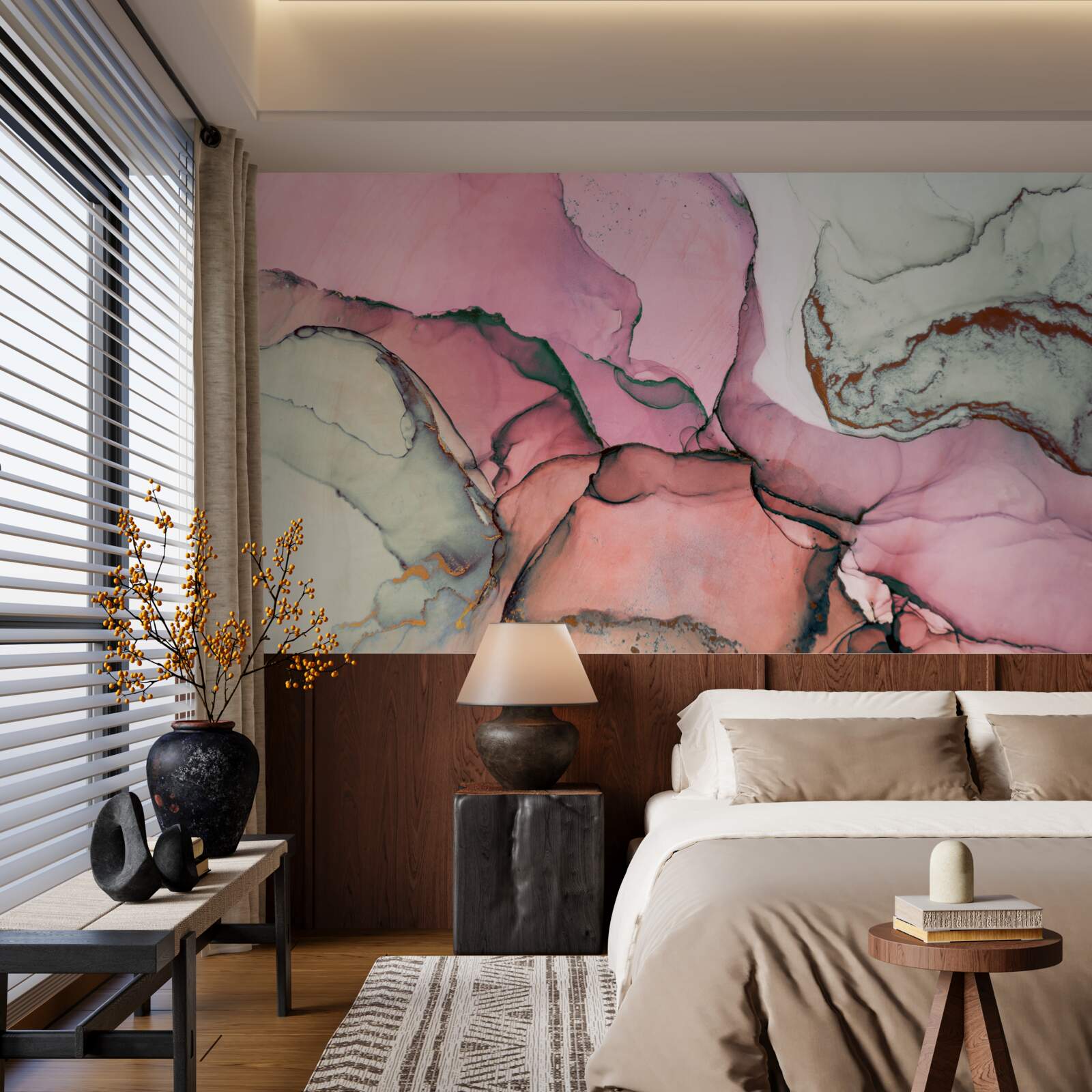 Фотошпалери мармур у відтінках рожевого, натхненний абстракцією