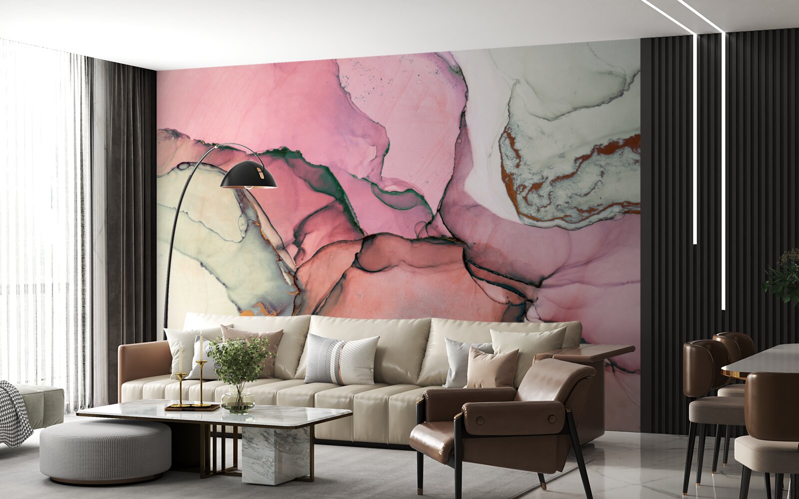 Фотошпалери мармур у відтінках рожевого, натхненний абстракцією