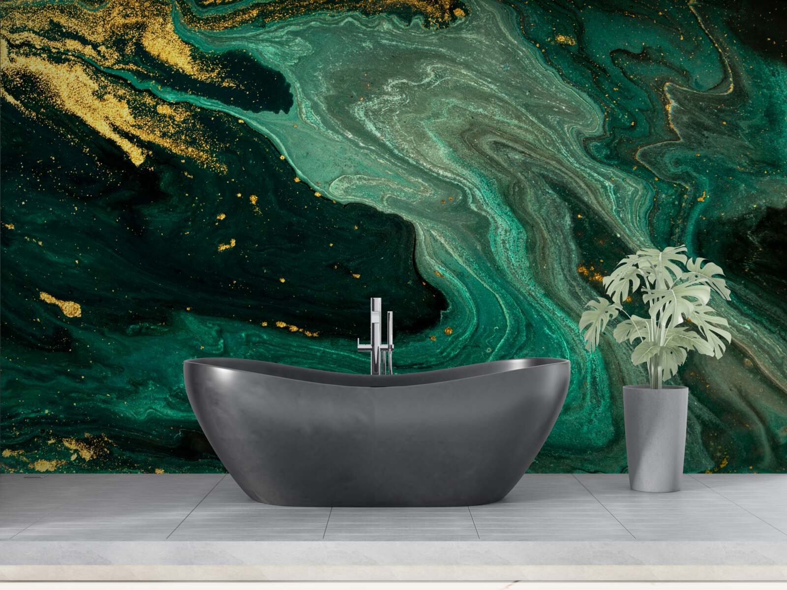 Фотошпалери золоті візерунки на смарагдовому тлі