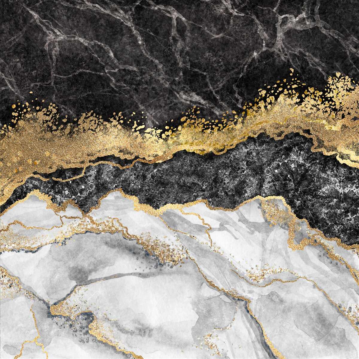 Фотошпалери мармур із золотом на чорному тлі