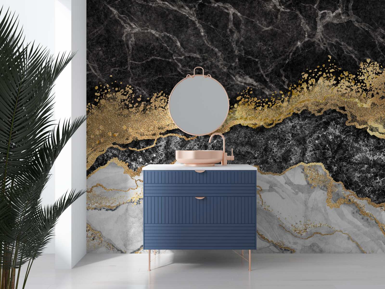 Фотошпалери мармур із золотом на чорному тлі