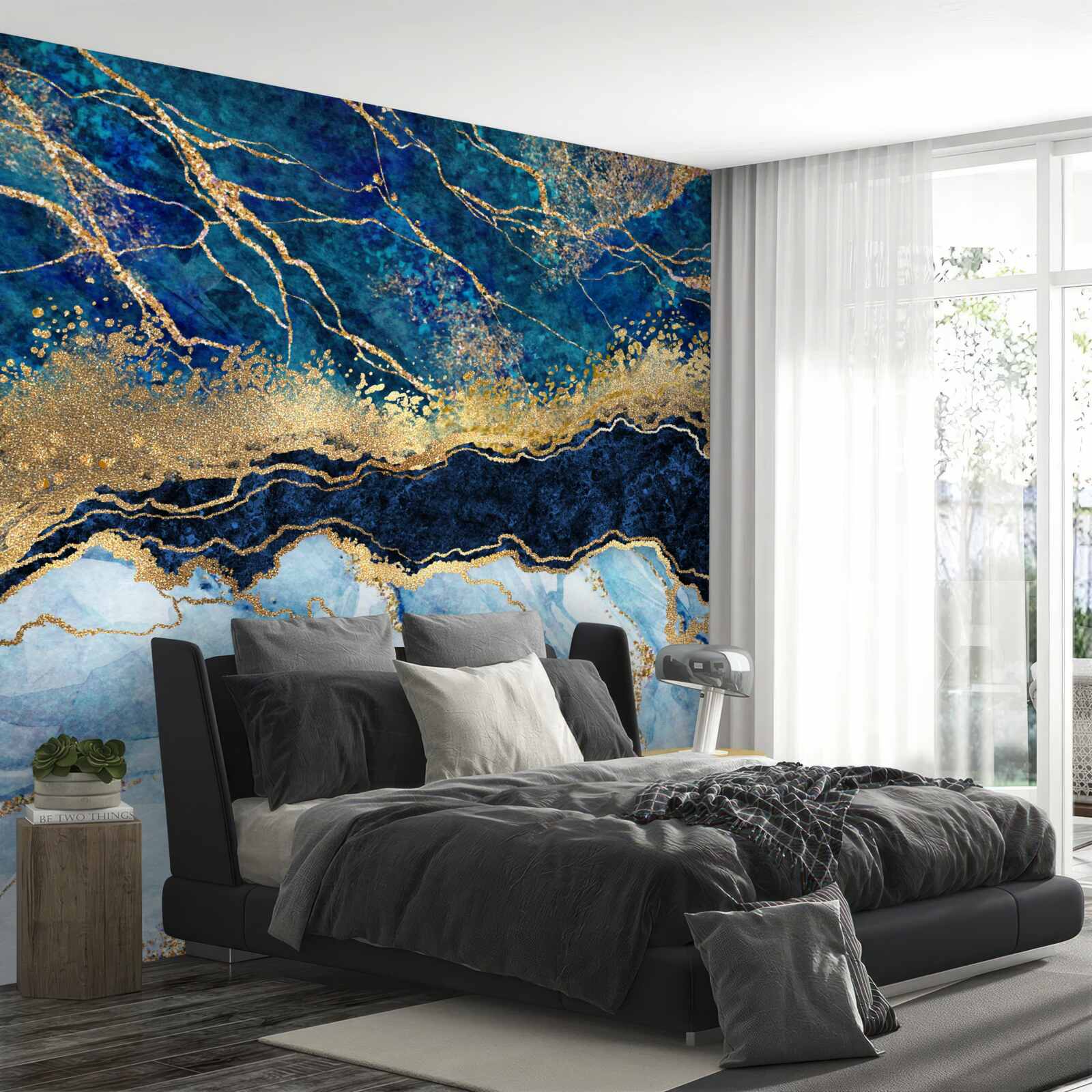 Фотошпалери синій мармуровий фон