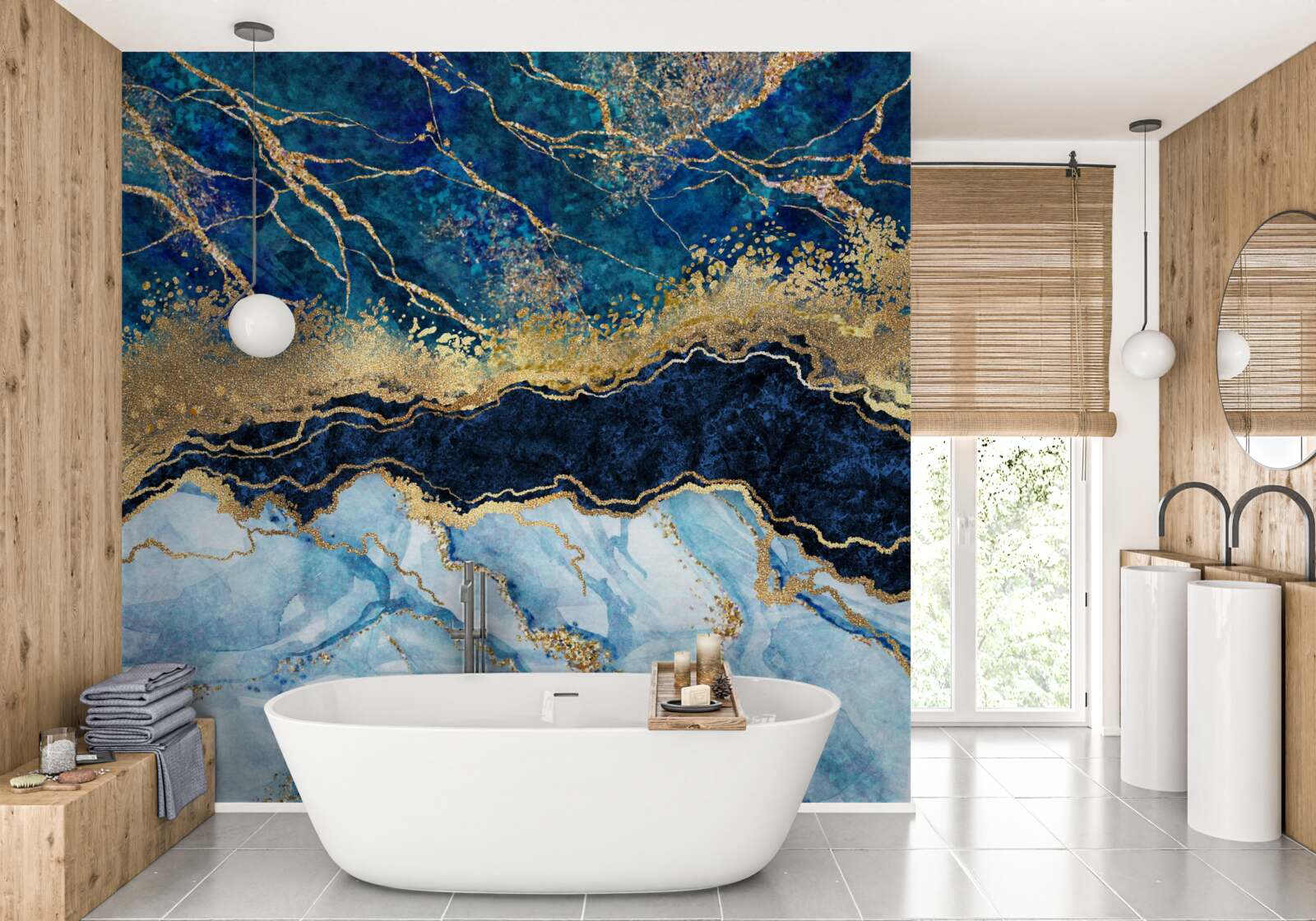 Фотошпалери синій мармуровий фон