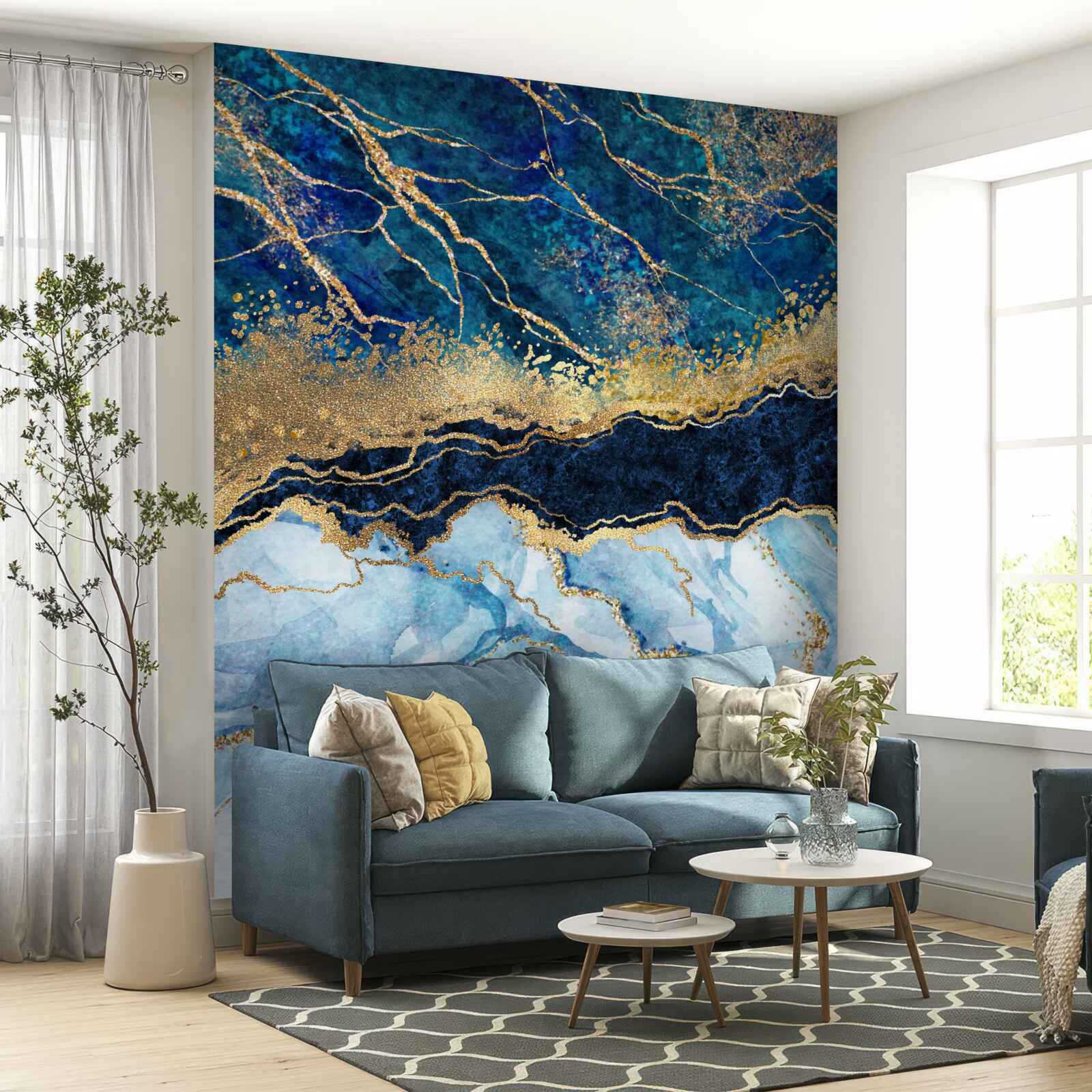 Фотошпалери синій мармуровий фон