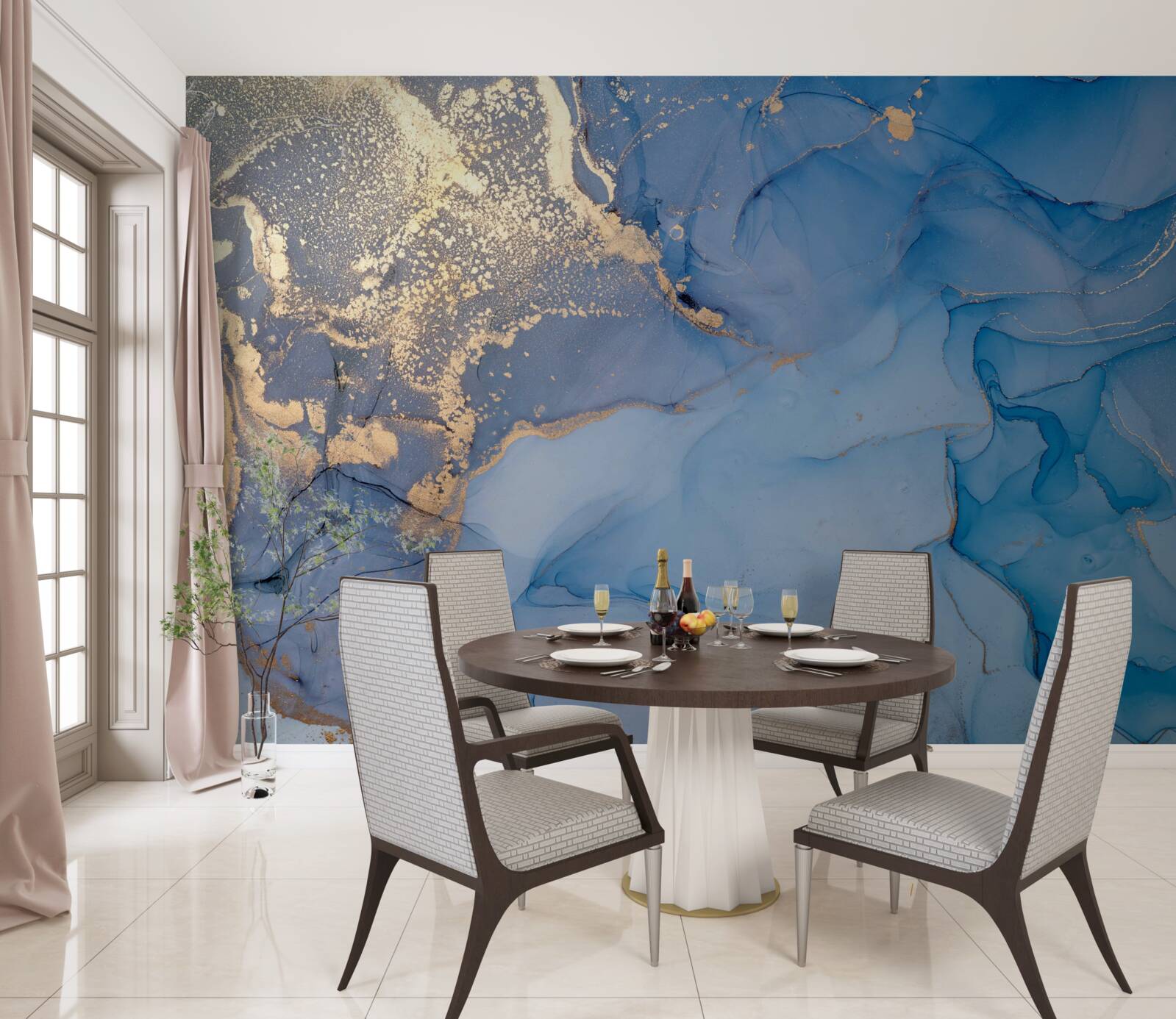 Фотошпалери золотиста рідина з синім